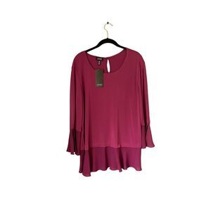 Jones NY NWT women’s raspberry crepe like material with sheer hem and sleeves